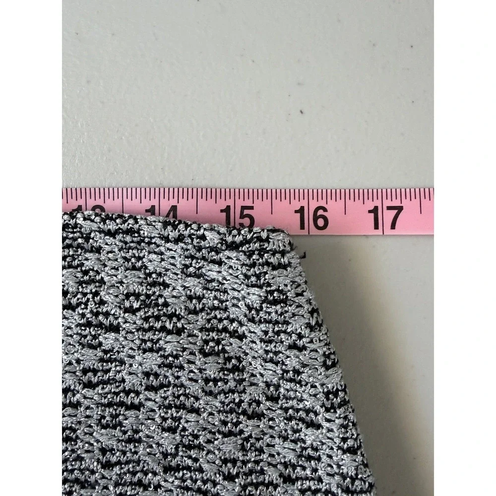St‎ John Metallic Sequins Knit Tweed A-Line Mini Skirt Black Silver 8 M